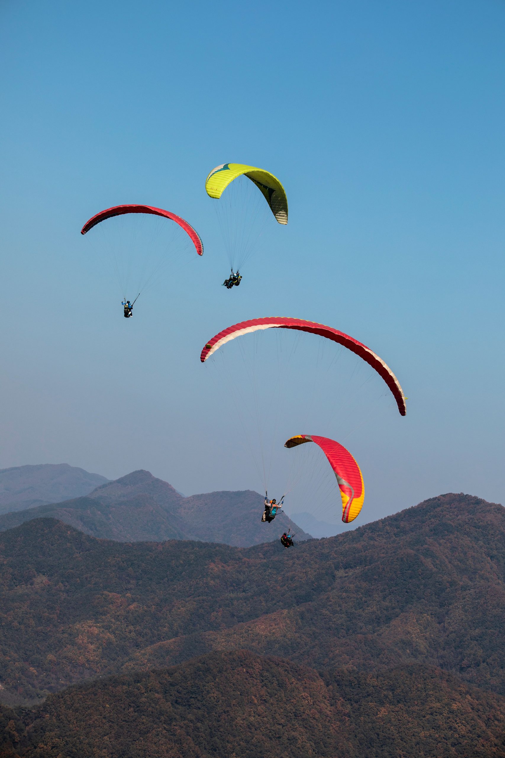Paragliding over Danyang in Chungcheong, South Korea
