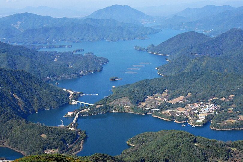 Chungjuho Lake viewed from Woraksan in Chungju, Chungcheongbuk-do