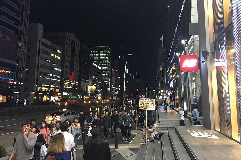 Gangnam-daero street in Seoul at night