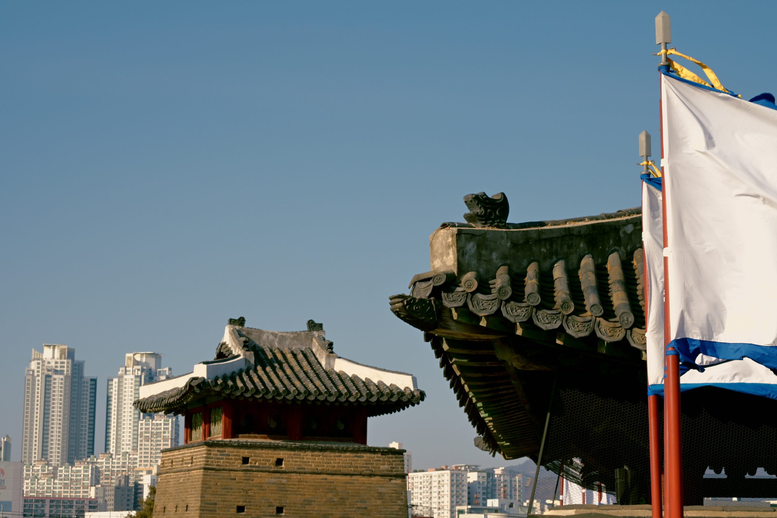 Hwaseong Fortress and Suwon cityscape in Gyeonggi, South Korea