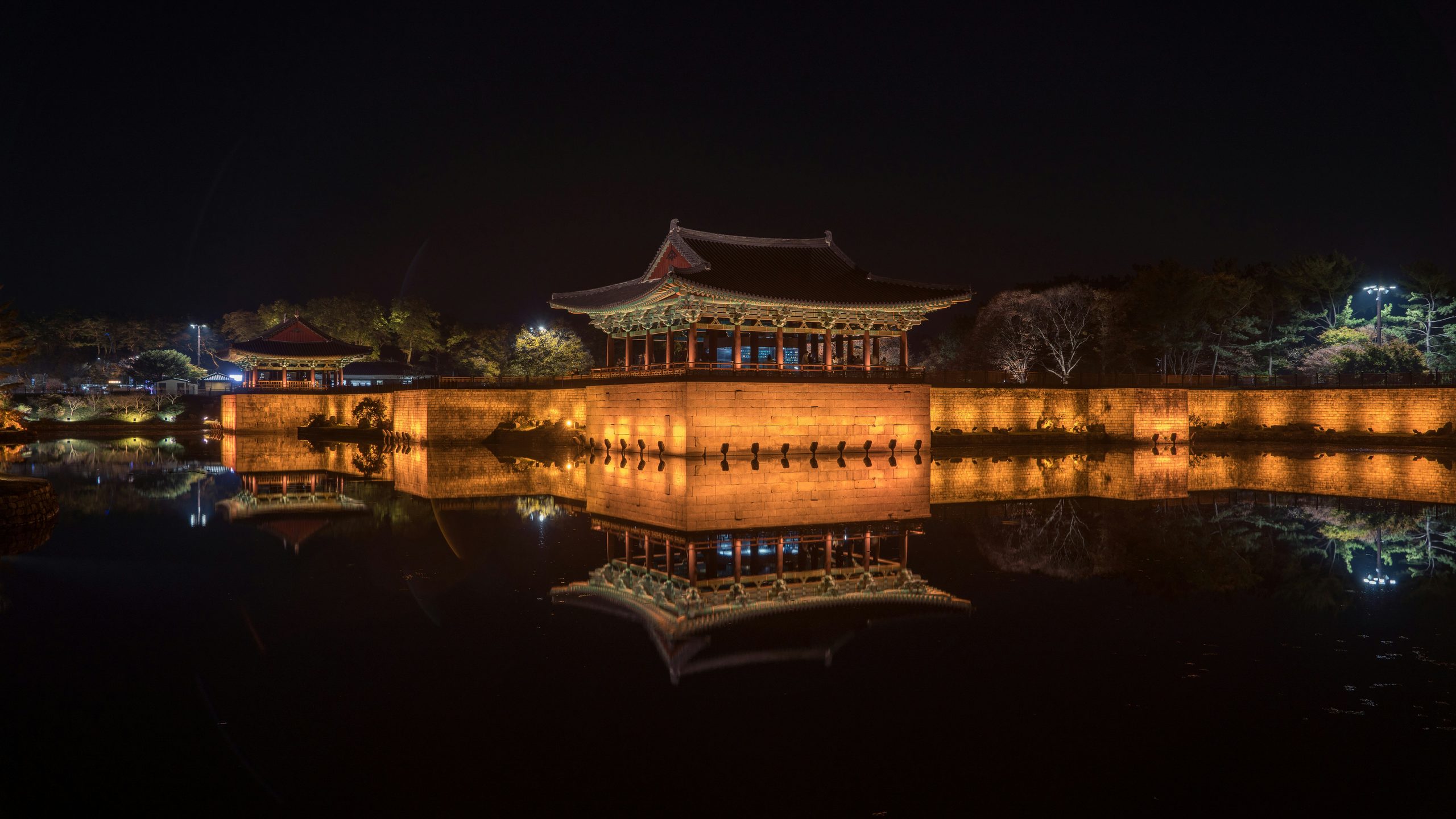 Donggung Palace and Wolji Pond at night in Gyeongju, South Korea