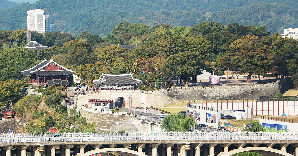 Jinjuseong Fortress overlooking the Namgang River in Jinju