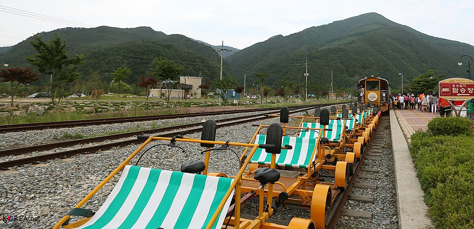 Jeongseon Railbike in the mountainous countryside of Gangwon-do
