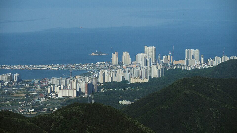 Seoraksan mountains overlooking Sokcho and the East Sea in Gangwon-do