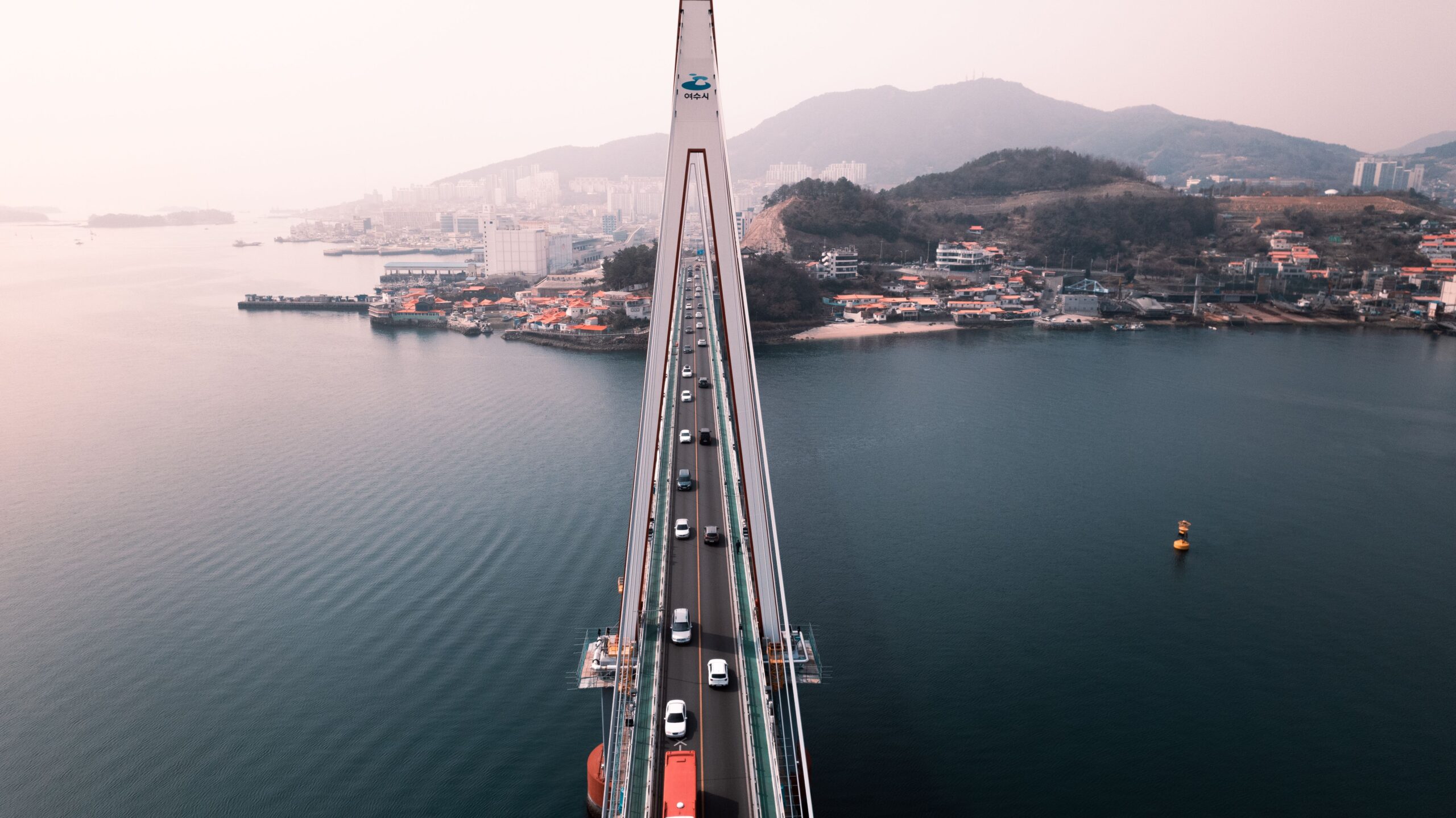 Coastal city and bridge in Yeosu, Jeonnam-Gwangju, South Korea