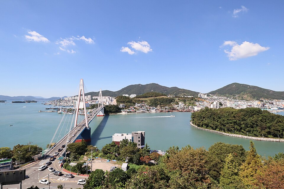 Dolsan Bridge and coastal scenery in Yeosu, Jeonnam-Gwangju
