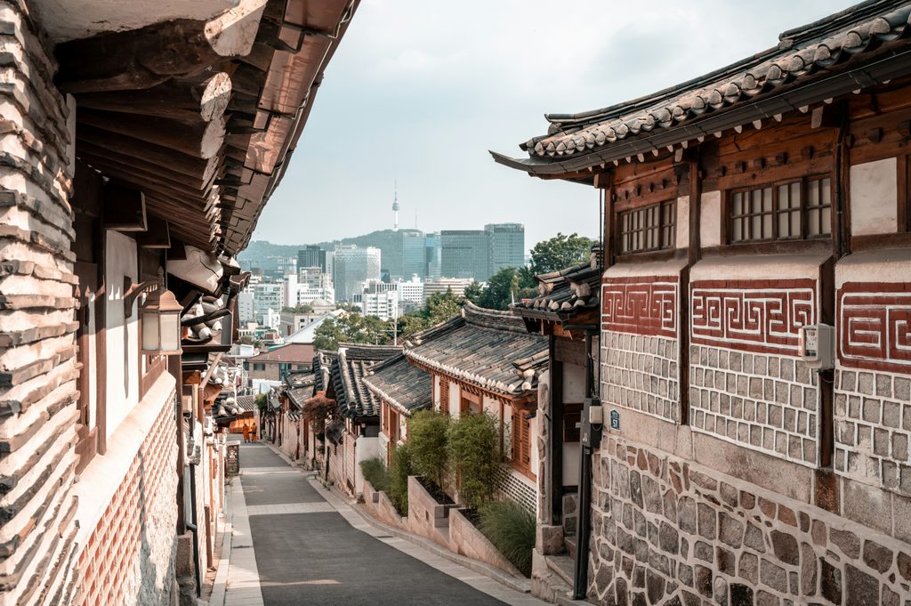 Traditional hanok houses in Bukchon Hanok Village, Seoul