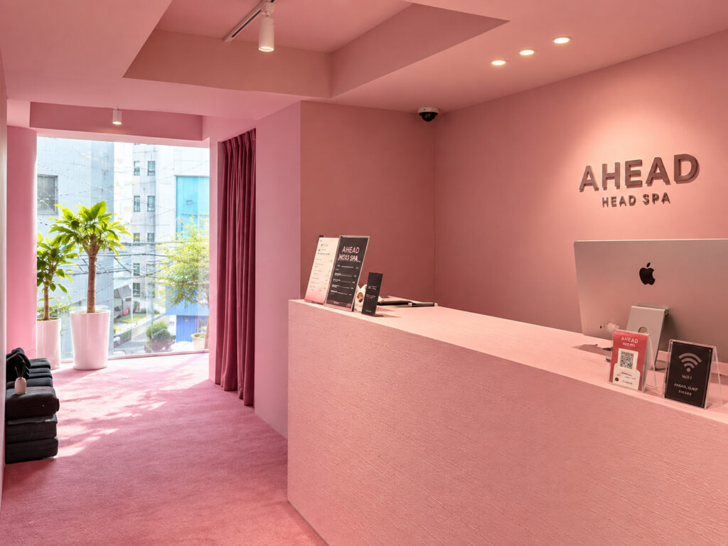 AHEAD Head Spa reception area in Sinsa, Seoul