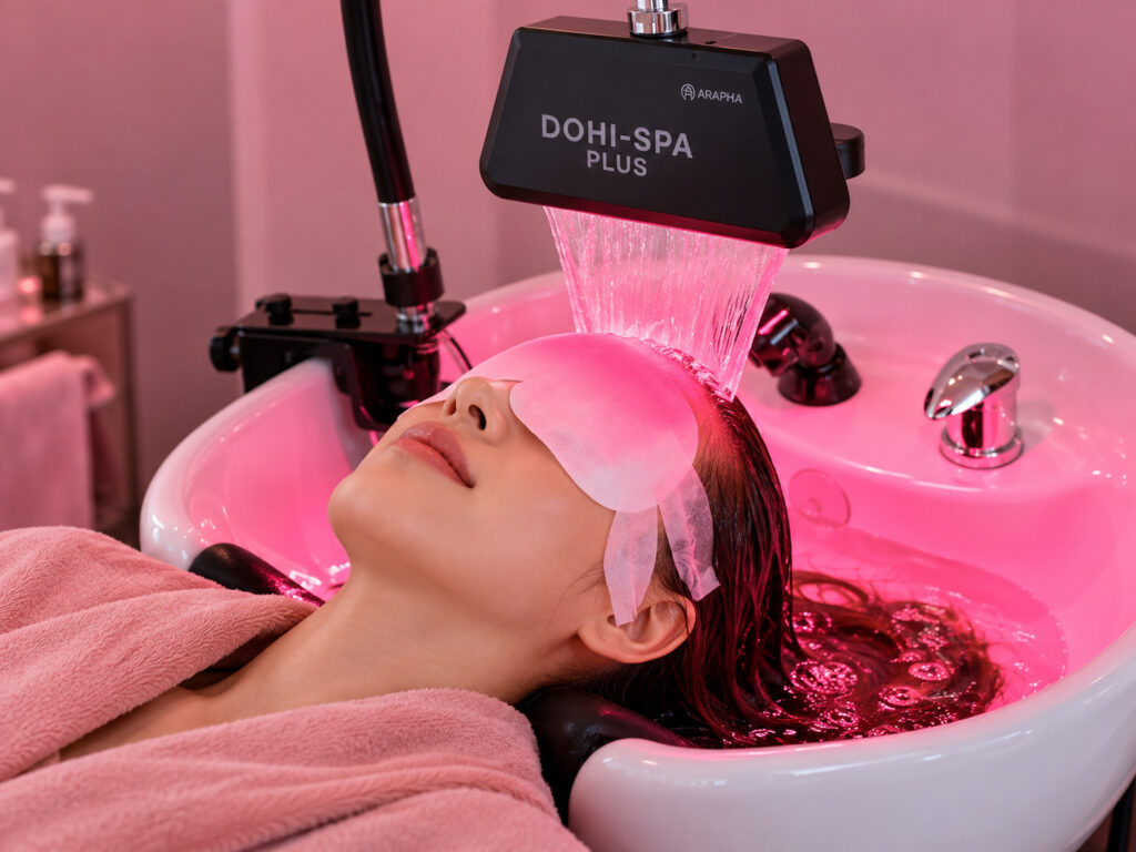 AHEAD Head Spa treatment at a shampoo basin in Seoul