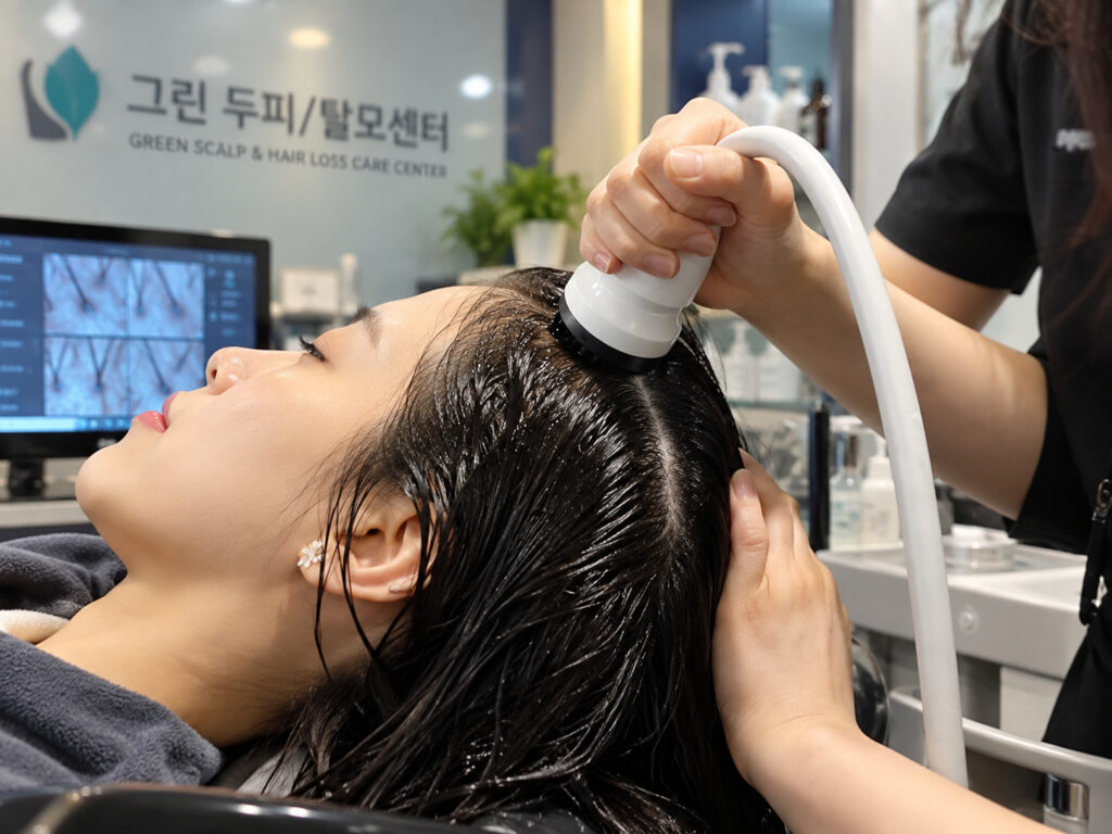 GREEN scalp care treatment in Myeongdong, Seoul